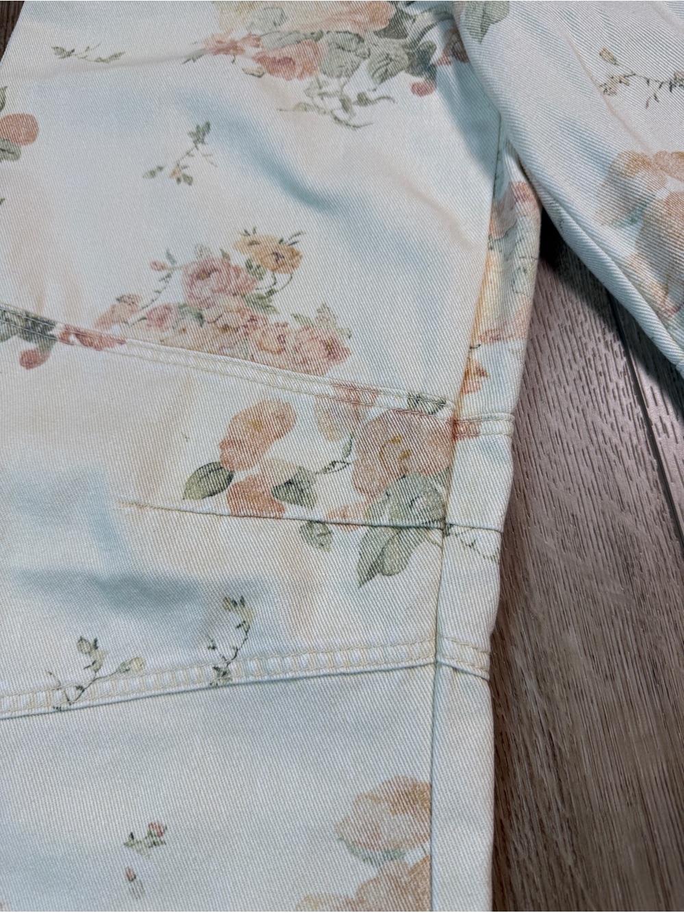 Cali 1850 Floral Cream Barrel Jeans Low Rise Printed Denim Boho Y2K 9/29 - Picture 6 of 10